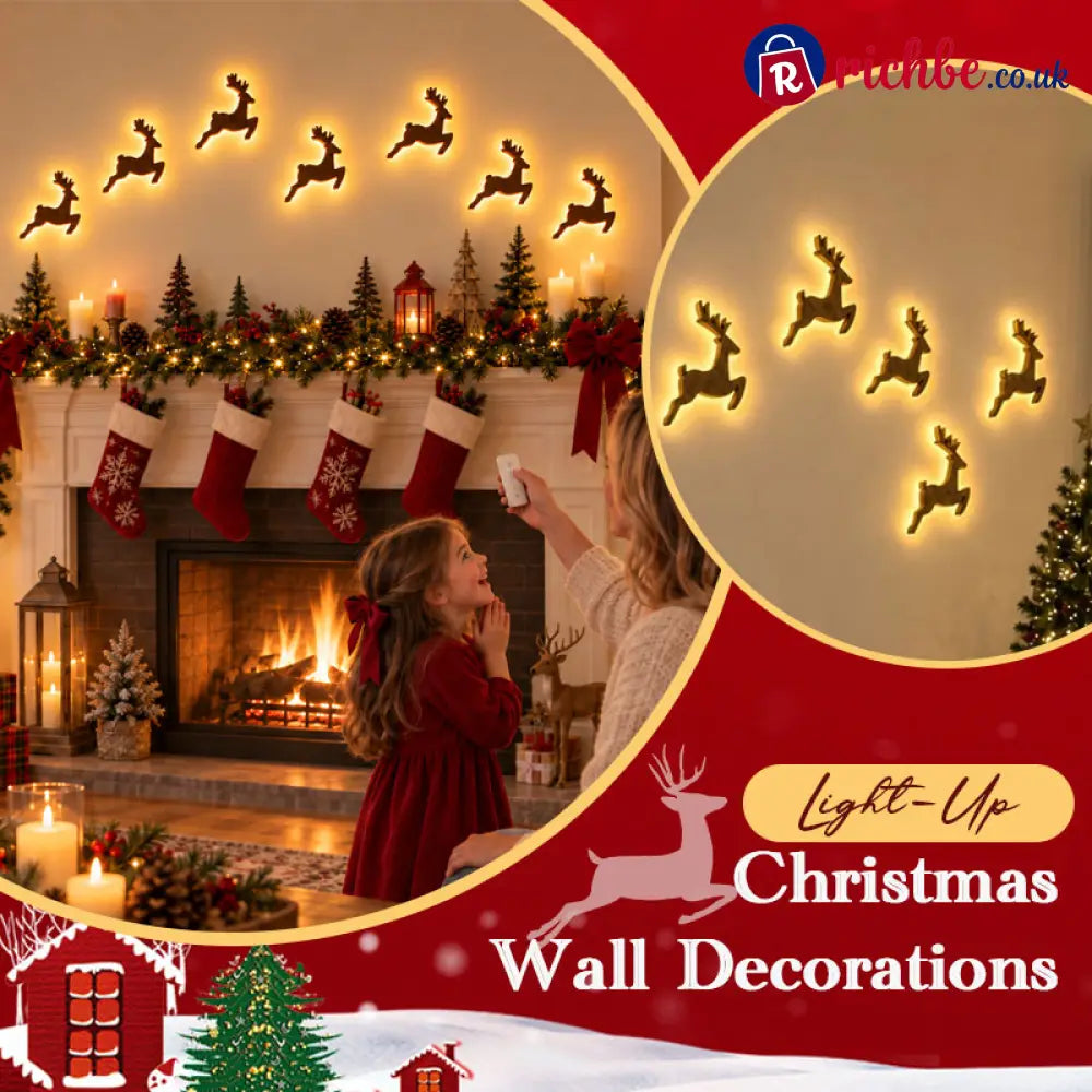 LED Reindeer Wall Decorations - Festive Christmas Lighting