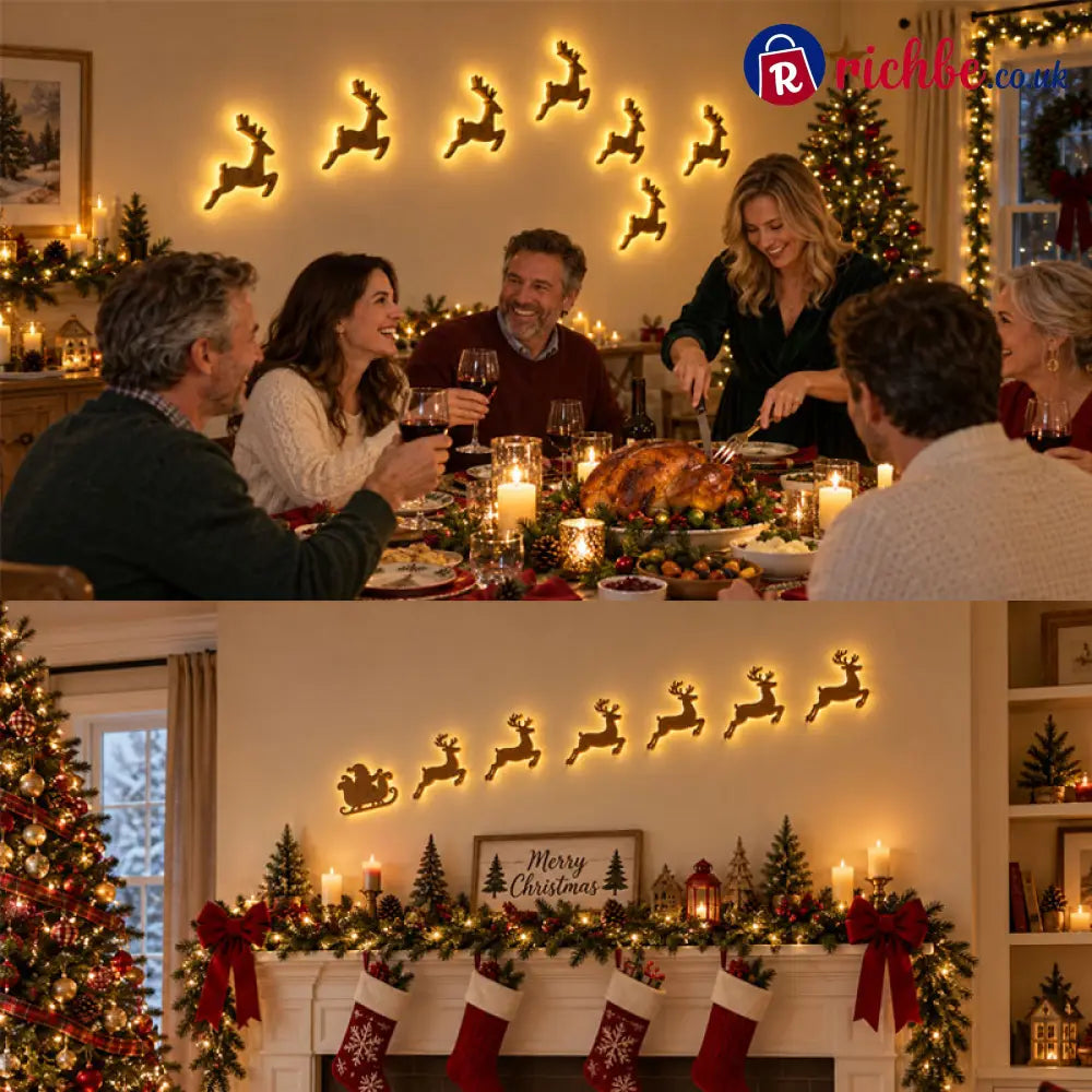 LED Reindeer Wall Decorations - Festive Christmas Lighting