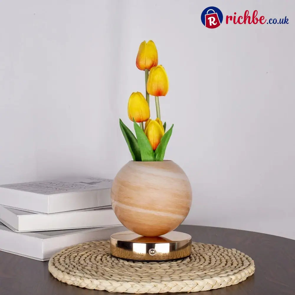 LED-Simulation „Tulip Planet“ – Stimmungsnachtlicht mit Touch-Steuerung - Orangefarbene Tulpe + orangefarbener Topf / 3W