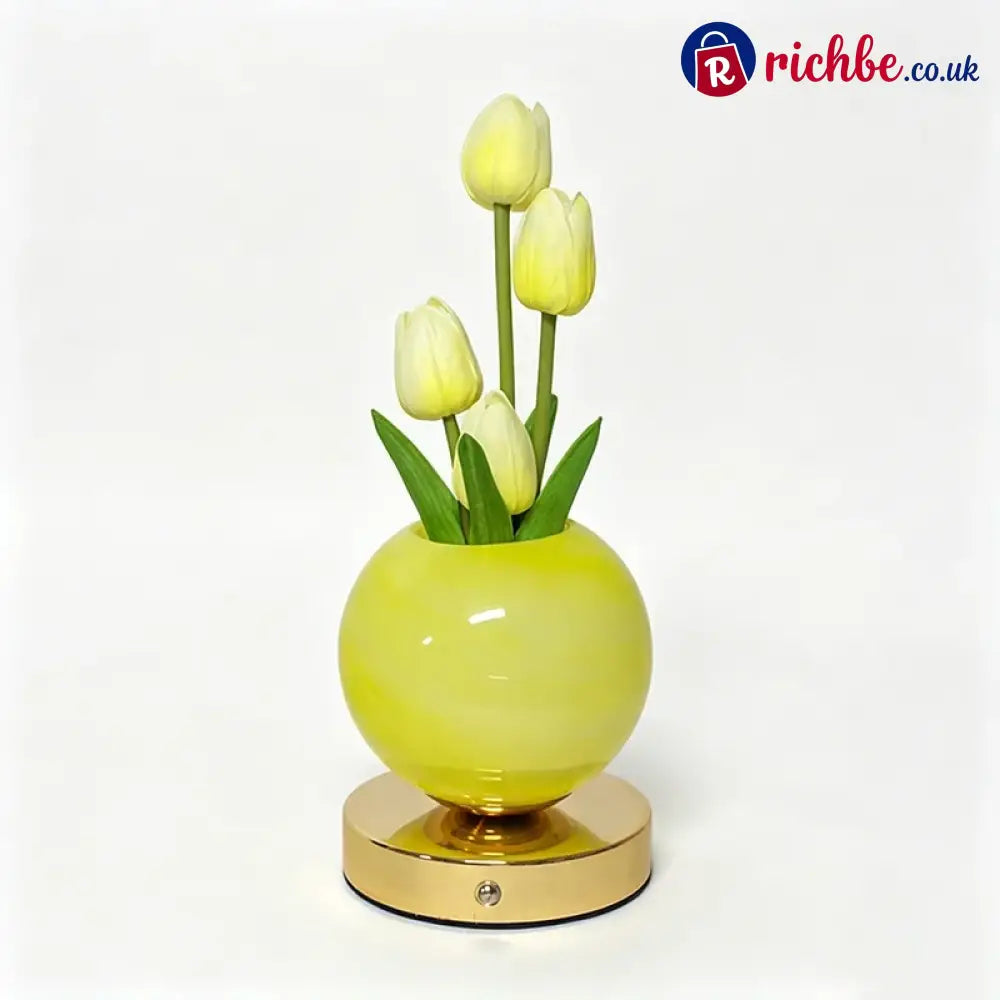 LED-Simulation „Tulip Planet“ – Stimmungsnachtlicht mit Touch-Steuerung - Gelbe Tulpe + gelber Topf / 3W