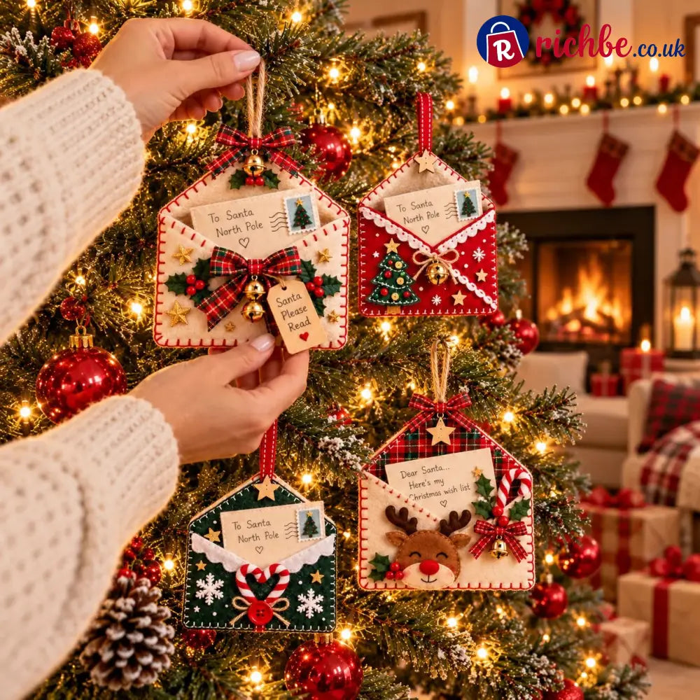 🎄💌Letters to Santa Christmas Envelope Ornaments – Festive Holiday Wish List Decorations - 🎁✨All Styles - 6 Pcs(Save 20%