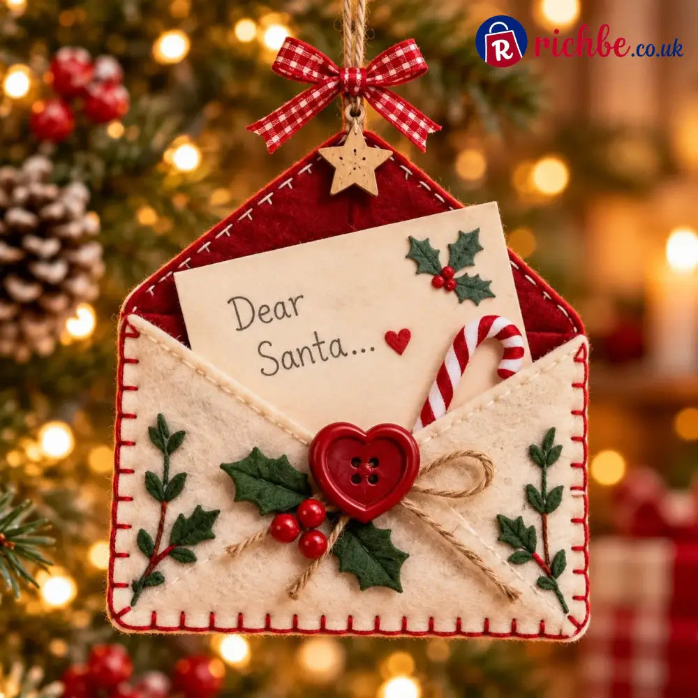 🎄💌Letters to Santa Christmas Envelope Ornaments – Festive Holiday Wish List Decorations - ❤️Heart - Best Sale Of The
