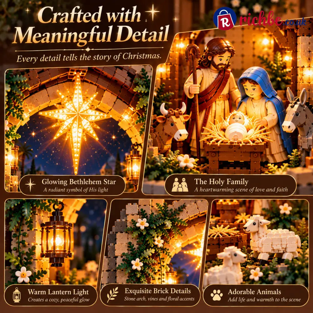 ✨ Lighted Bethlehem Nativity Book Nook – Christmas Building Block Display of Faith