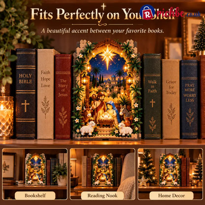 ✨ Lighted Bethlehem Nativity Book Nook – Christmas Building Block Display of Faith