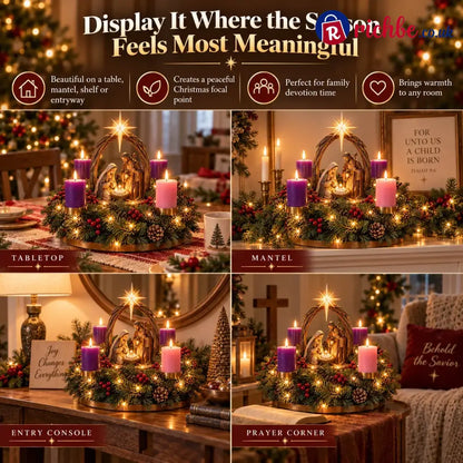 ✝️ Lighted Nativity Advent Wreath – 4-Week Christmas Candlelight Tradition 🕯️