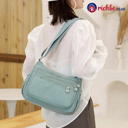 Lightweight Multi-Pocket Nylon Crossbody Bag - Black & Dark Blue - Clothing & Accessories