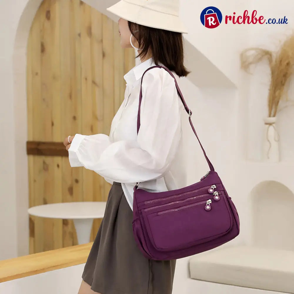 Lightweight Multi-Pocket Nylon Crossbody Bag - Clothing & Accessories