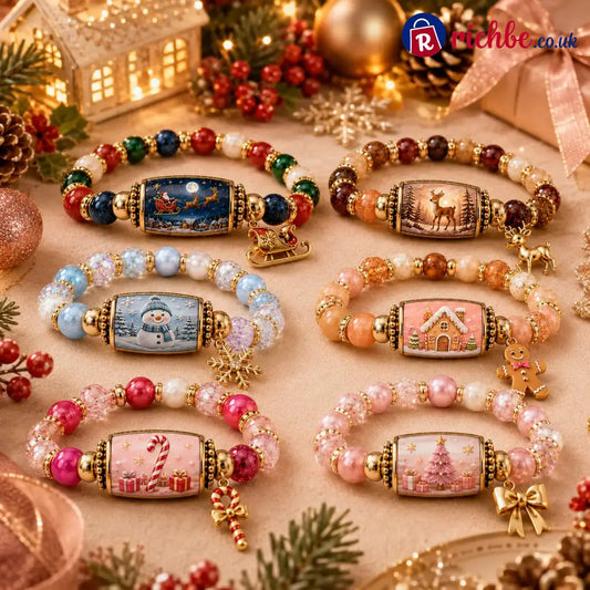 🎄 Limited Edition Christmas Story Beaded Bracelet Set – Holiday Gift Jewelry ✨🎁