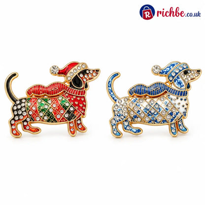 Limited Edition Dachshund Brooch - Both together（2PCS）