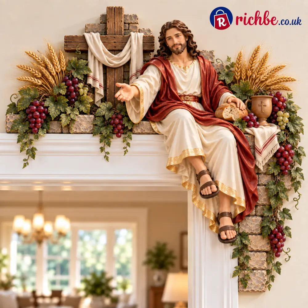 ⏰Limited Stock - ✝️✨ Jesus at the Doorway – Faith-Inspired Corner Decor Collection - 🍇 Bread of Blessing / Left