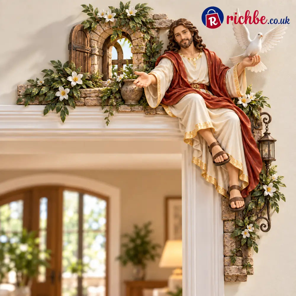 ⏰Limited Stock - ✝️✨ Jesus at the Doorway – Faith-Inspired Corner Decor Collection - 🕊️ Peace at the Doorway / Left