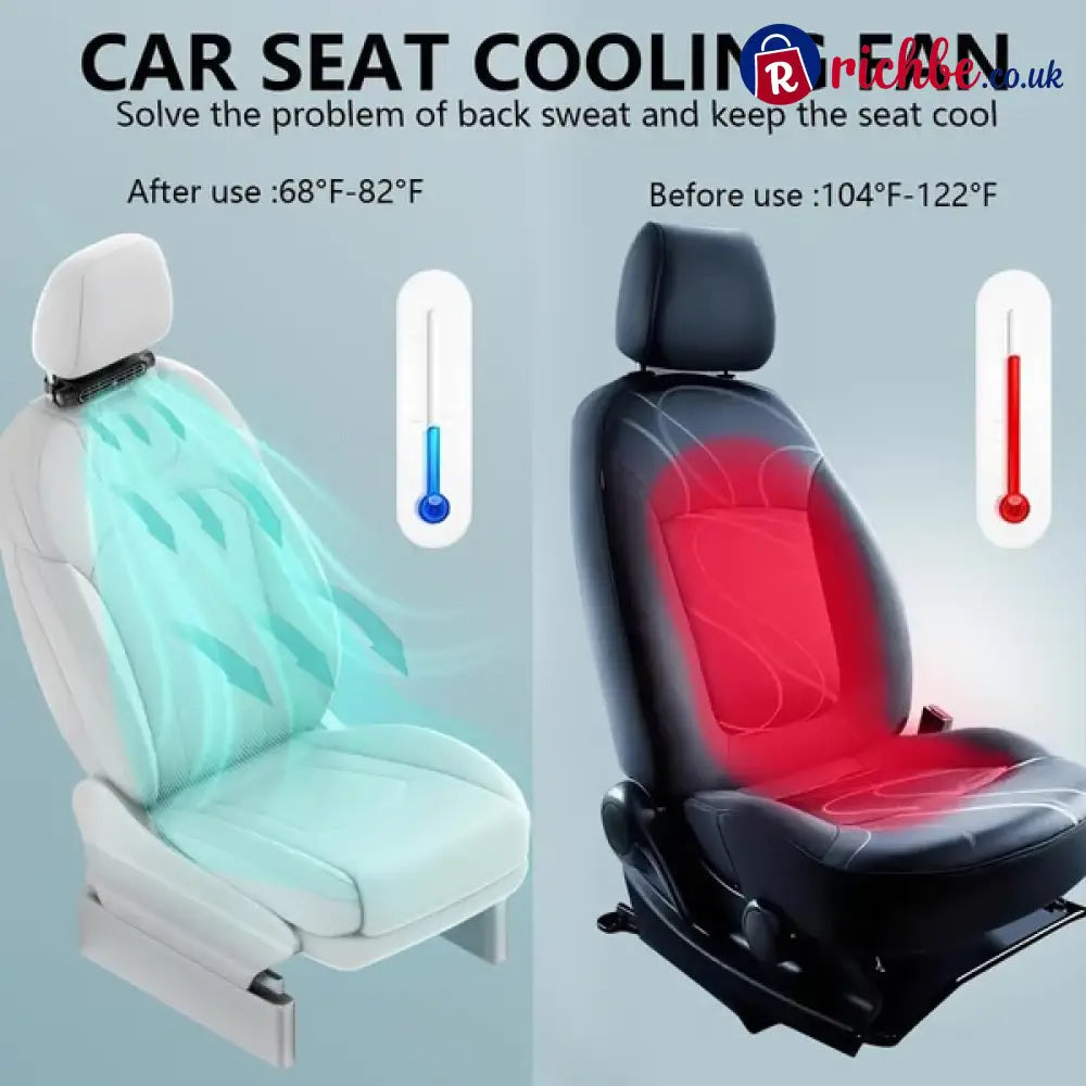 🔥 LIMITED-TIME 30% OFF! 💨 Dual Turbo Car Seat Fan – Instant Cooling 3 Speeds Magic Tape Mount 🚗 - Car Accessories