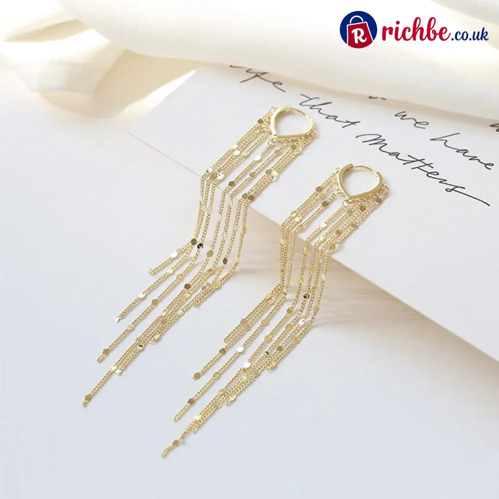 🔥Limited Time 40% Off✨14K Gold Plated Long Tassel Earrings for Women