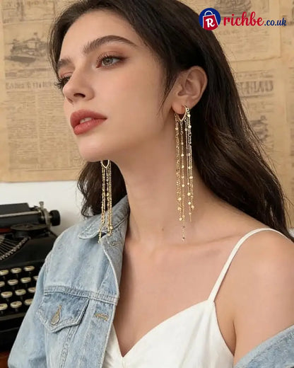 🔥Limited Time 40% Off✨14K Gold Plated Long Tassel Earrings for Women