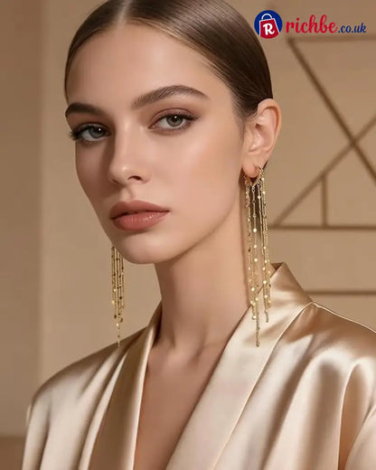 🔥Limited Time 40% Off✨14K Gold Plated Long Tassel Earrings for Women