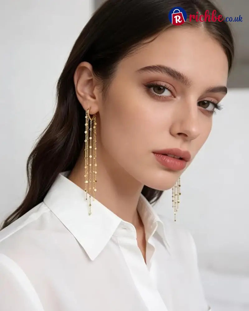 🔥Limited Time 40% Off✨14K Gold Plated Long Tassel Earrings for Women