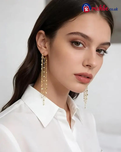 🔥Limited Time 40% Off✨14K Gold Plated Long Tassel Earrings for Women