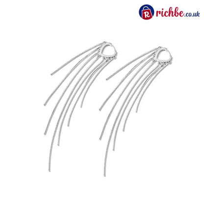 🔥Limited Time 40% Off✨14K Gold Plated Long Tassel Earrings for Women - Silver-B