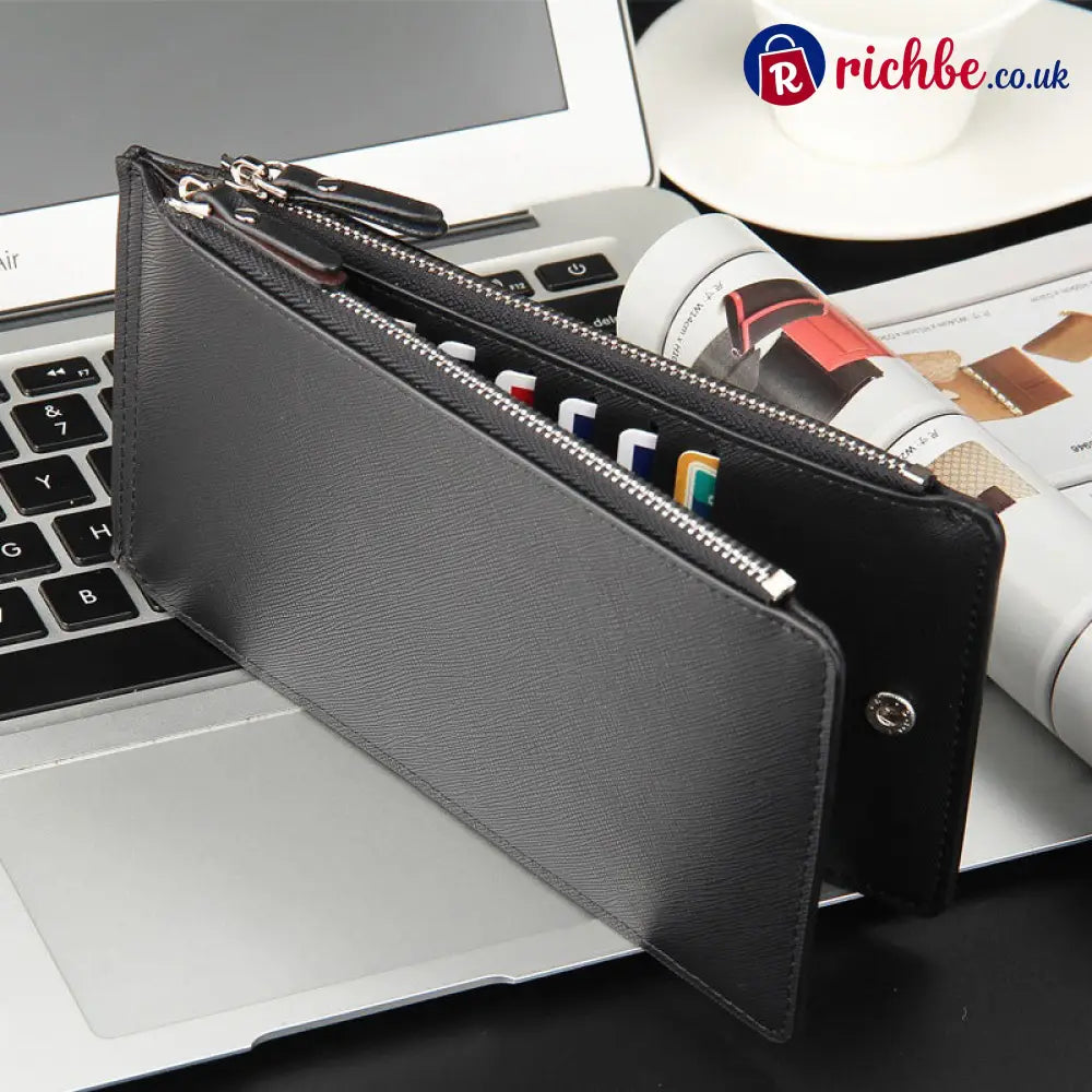 👝 LIMITED-TIME 40% OFF! 💥 Slim Long Wallet for Men – Thin Profile RFID Optional Premium Leather ✨ - black - Houseware &