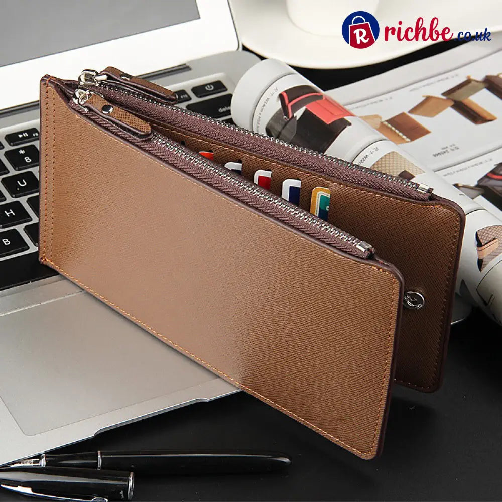 👝 LIMITED-TIME 40% OFF! 💥 Slim Long Wallet for Men – Thin Profile RFID Optional Premium Leather ✨ - coffee - Houseware