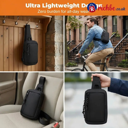 🎒 LIMITED-TIME 40% OFF! 💥 Urban Commuter Sling Bag for Men – Minimalist Water-Resistant Lightweight ✨ - Black