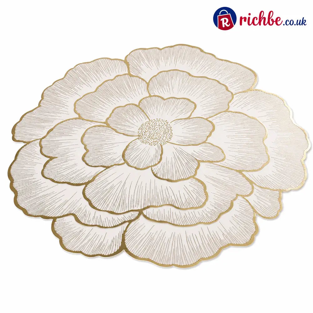 ⏳Limited-time 48% off⏰Nordic Style Metallic Peony Flower PVC Placemat | Heat Resistant Non Slip Waterproof Dining Table
