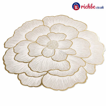 ⏳Limited-time 48% off⏰Nordic Style Metallic Peony Flower PVC Placemat | Heat Resistant Non Slip Waterproof Dining Table
