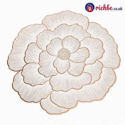 ⏳Limited-time 48% off⏰Nordic Style Metallic Peony Flower PVC Placemat | Heat Resistant Non Slip Waterproof Dining Table