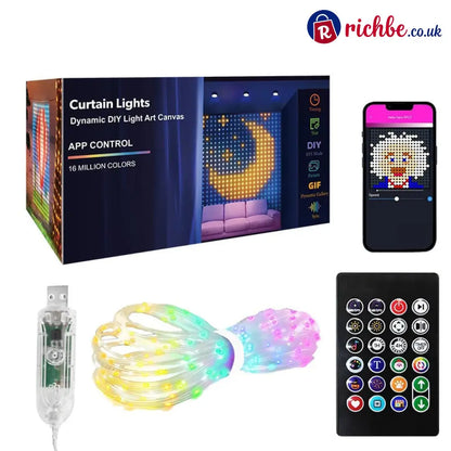 ✨ LIMITED-TIME 48% OFF! 🎶 Waterproof LED Curtain String Lights – Music Sync App Control Customizable 🎪 - 1*1m
