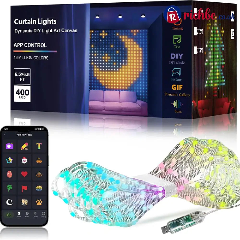 ✨ LIMITED-TIME 48% OFF! 🎶 Waterproof LED Curtain String Lights – Music Sync App Control Customizable 🎪 - Houseware &