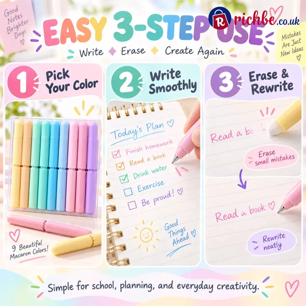 🏆 LIMITED-TIME 49% OFF! ✨9 Colors Erasable Gel Pen Set - HOT SALE