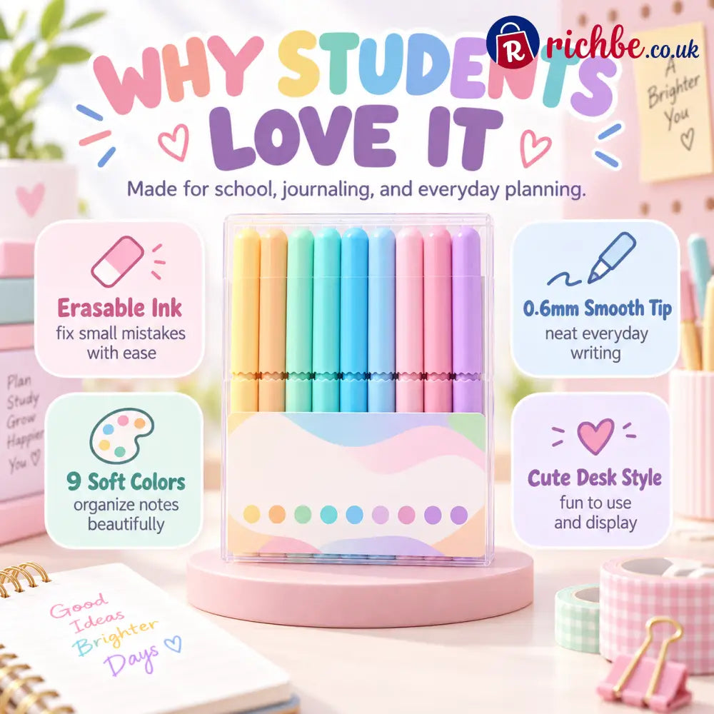 🏆 LIMITED-TIME 49% OFF! ✨9 Colors Erasable Gel Pen Set - HOT SALE