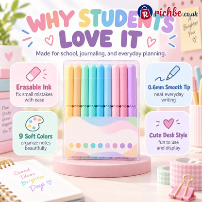 🏆 LIMITED-TIME 49% OFF! ✨9 Colors Erasable Gel Pen Set - HOT SALE