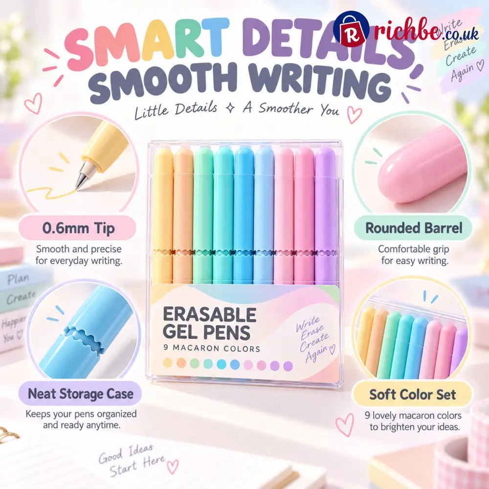 🏆 LIMITED-TIME 49% OFF! ✨9 Colors Erasable Gel Pen Set - HOT SALE