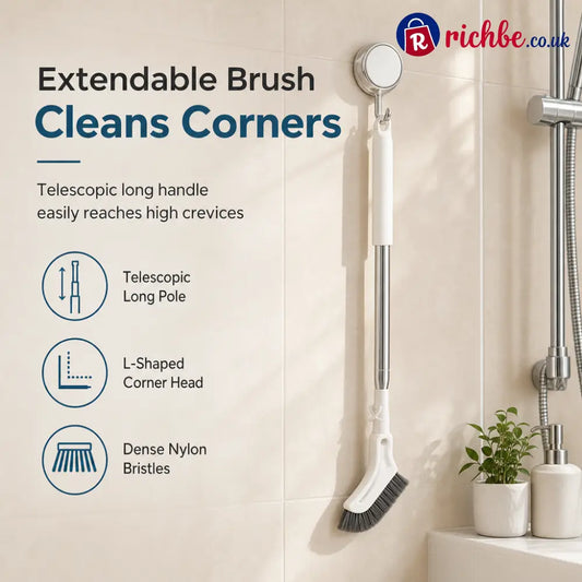 🏆 LIMITED-TIME 49% OFF! ✨Multifunctional Extendable Long Handle Floor Scrub Brush - White - Houseware & Kitchen