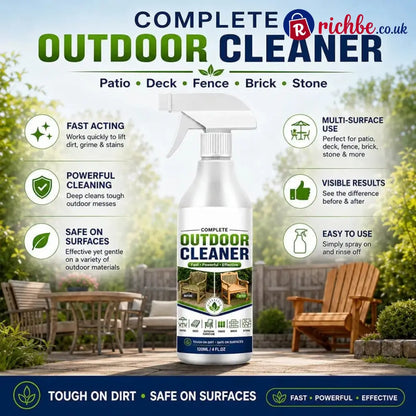 🌿 LIMITED-TIME 50% OFF! Outdoor Surface Cleaner Spray, Fast Acting Stain Remover for Patio, Wooden Furniture & Outdoor Surfaces