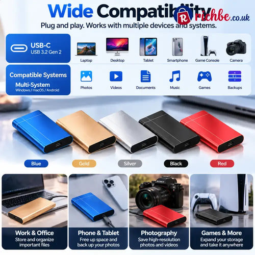 🔥 Limited-Time 49% OFF💾 Ultra Portable SSD Drive – High-Speed Storage Upgrade For Photos Videos & Files - 32TB / Gold