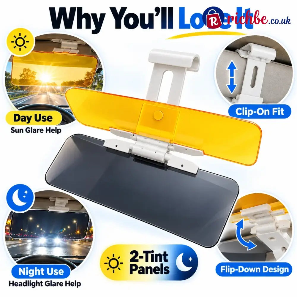 🔥 Limited-Time 50% OFF, 2-in-1 Day & Night Anti-Glare Car Visor - 32*14cm