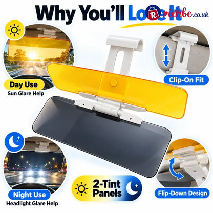 🔥 Limited-Time 50% OFF, 2-in-1 Day & Night Anti-Glare Car Visor - 32*14cm