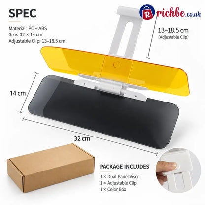 🔥 Limited-Time 50% OFF, 2-in-1 Day & Night Anti-Glare Car Visor - 32*14cm