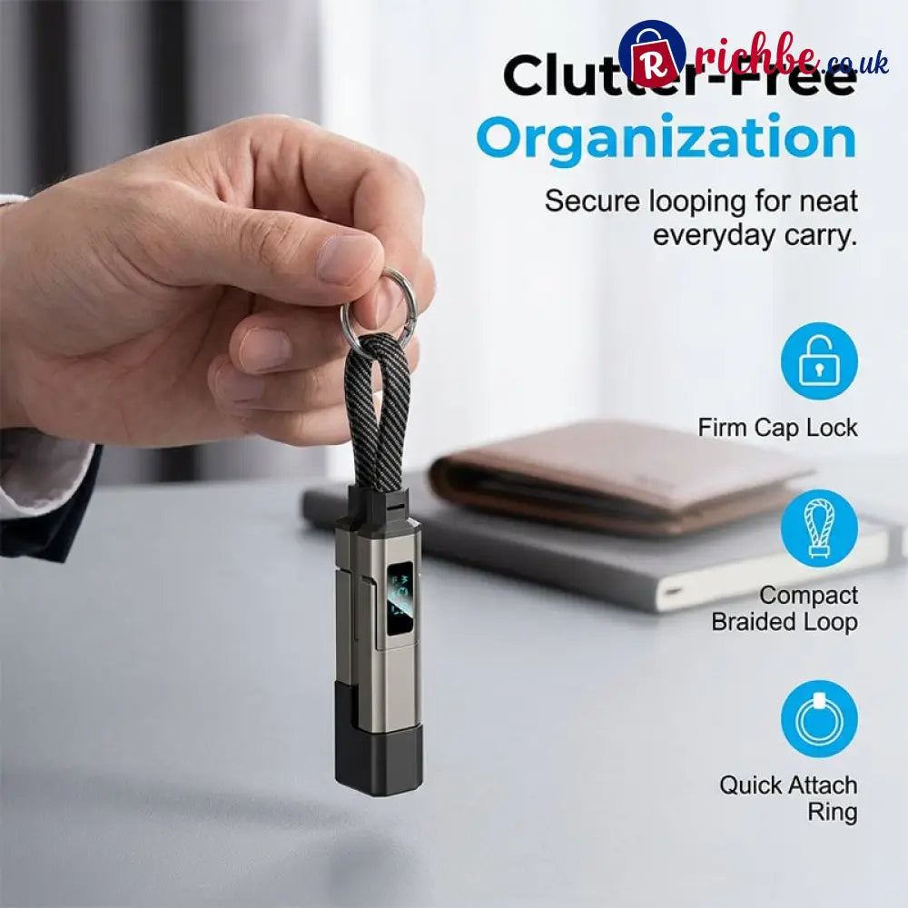 🔥Limited Time SALE 40% OFF🔥4-in-1 Digital Display Keychain Charging Cable