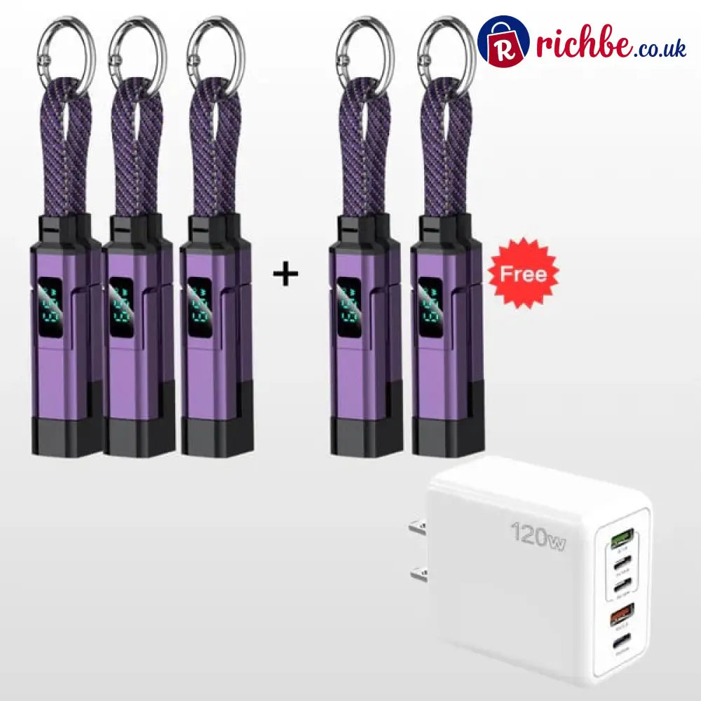 🔥Limited Time SALE 40% OFF🔥4-in-1 Digital Display Keychain Charging Cable