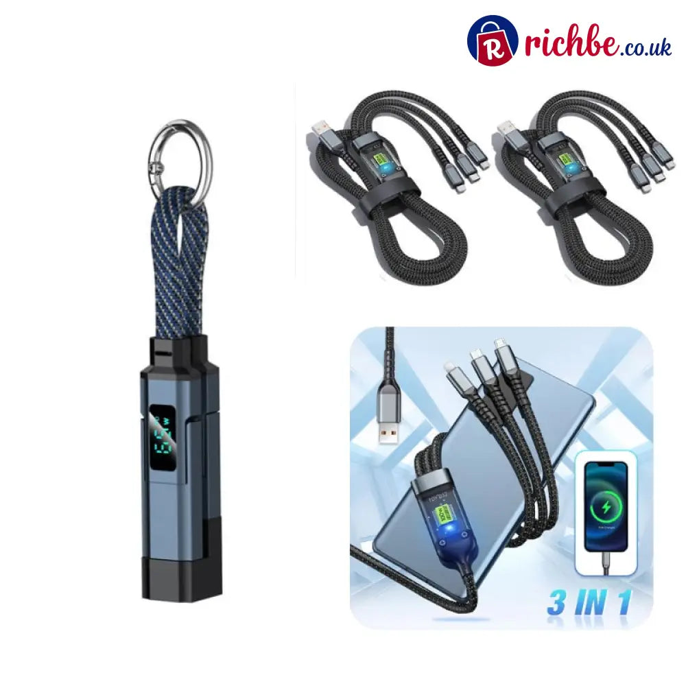 🔥Limited Time SALE 40% OFF🔥4-in-1 Digital Display Keychain Charging Cable