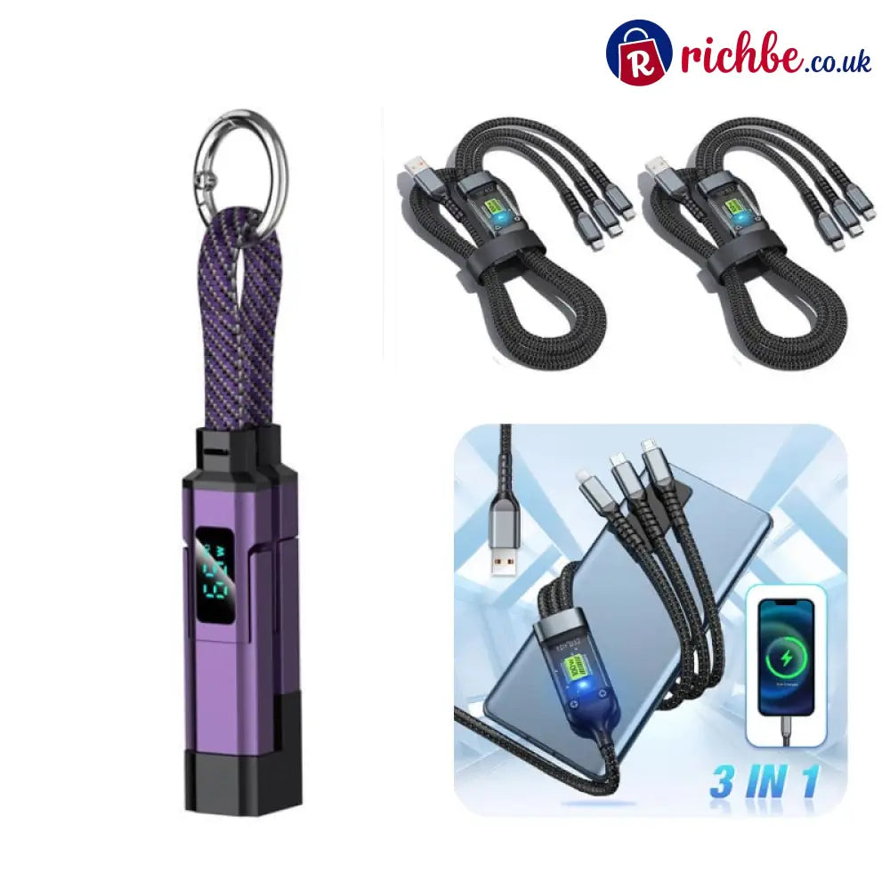 🔥Limited Time SALE 40% OFF🔥4-in-1 Digital Display Keychain Charging Cable