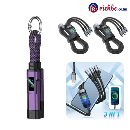 🔥Limited Time SALE 40% OFF🔥4-in-1 Digital Display Keychain Charging Cable