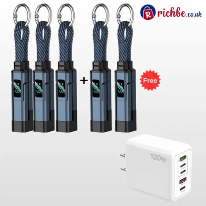 🔥Limited Time SALE 40% OFF🔥4-in-1 Digital Display Keychain Charging Cable