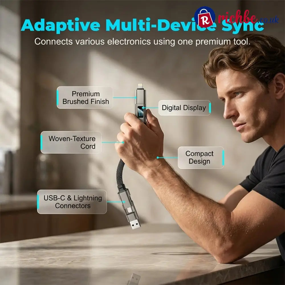 🔥Limited Time SALE 40% OFF🔥4-in-1 Digital Display Keychain Charging Cable