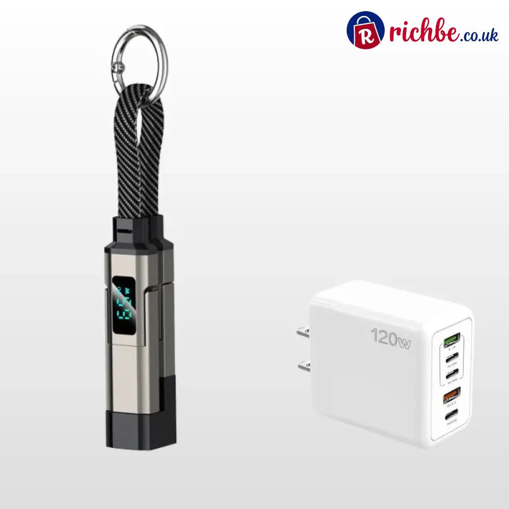 🔥Limited Time SALE 40% OFF🔥4-in-1 Digital Display Keychain Charging Cable