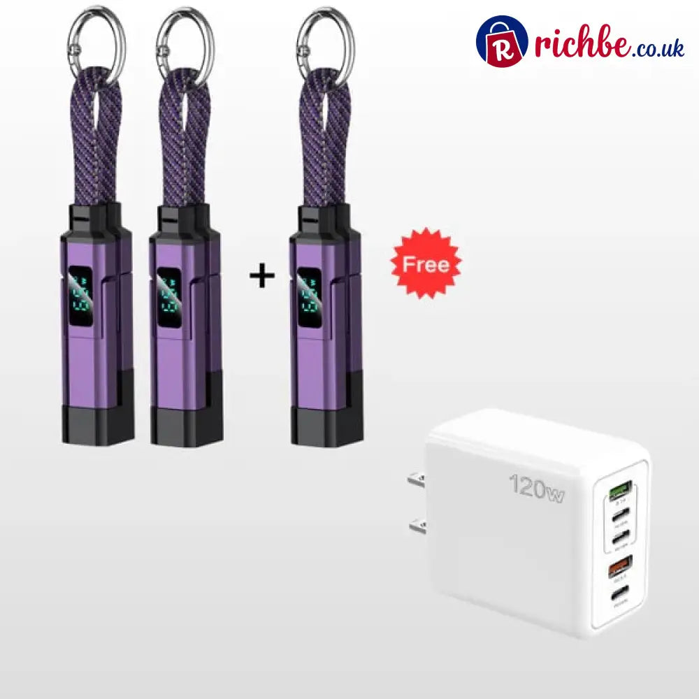🔥Limited Time SALE 40% OFF🔥4-in-1 Digital Display Keychain Charging Cable