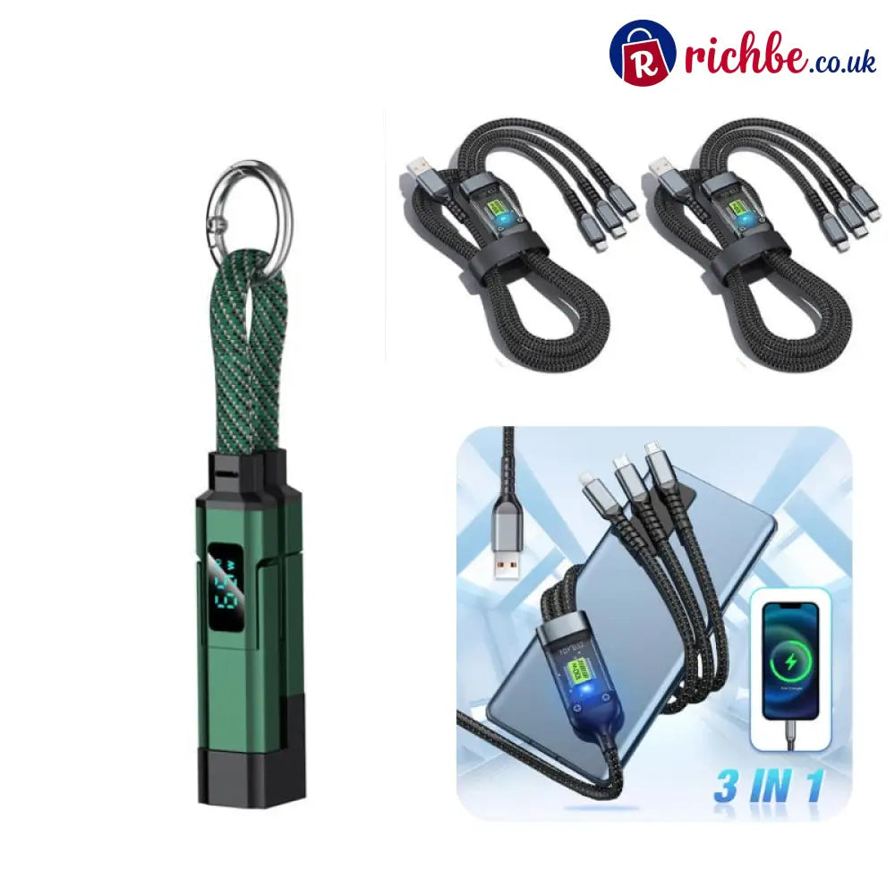 🔥Limited Time SALE 40% OFF🔥4-in-1 Digital Display Keychain Charging Cable
